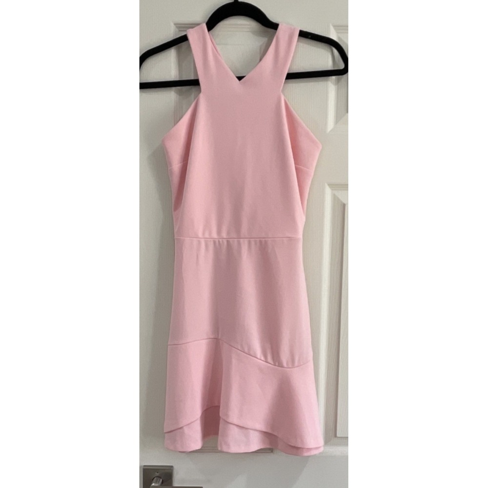 Love...Ady Pink Fit & Flare V-Neck Sleeveless Dress Short Medium WO-6074